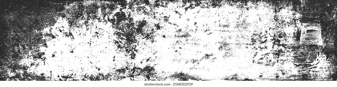 Grunge preto e branco. Textura de sobreposição de angústia. Abstrato pó de superfície e conceito de fundo de parede suja áspera. Efeito desgastado, rasgado e resistido. Ilustração vetorial, EPS 10.