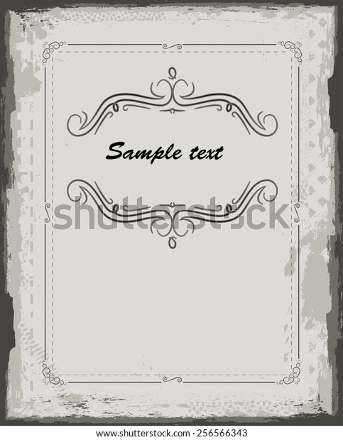 Grunge Background Texture . Vector Retro Frame with\
Scroll Elements. 