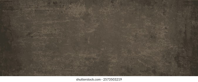 Grunge background with a textured, distressed look. The background is dark brown, featuring a rough, earthy brown surface. Rough concrete texture background. Brown background vector.