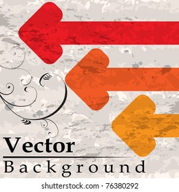 Grunge background with three arrows different colors and place for text