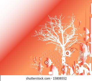 grunge background with tree