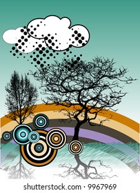 grunge background with tree