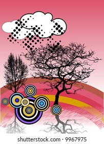 grunge background with tree