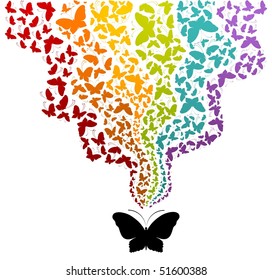 Grunge background with tropical butterflies. Beautiful abstract vector illustration.