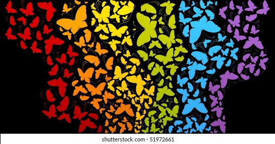 Grunge background with tropical butterflies. Beautiful abstract vector illustration.