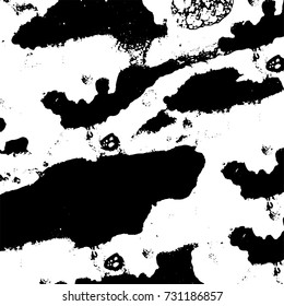 Grunge background vector black and white. Abstract monochrome pattern. Texture stains, ink, cracks, scratches, damage to print on texture for posters, labels, business cards, cover 