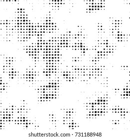 Grunge background vector black and white. Abstract monochrome pattern. Texture stains, ink, cracks, scratches, damage to print on texture for posters, labels, business cards, cover 