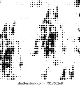Grunge background vector black and white. Abstract monochrome pattern. Texture stains, ink, cracks, scratches, damage to print on texture for posters, labels, business cards, cover 