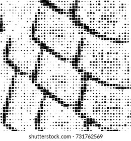Grunge background vector black and white. Abstract monochrome pattern. Texture stains, ink, cracks, scratches, damage to print on texture for posters, labels, business cards, cover 