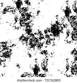 Grunge background vector black and white. Abstract monochrome pattern. Texture stains, ink, cracks, scratches, damage to print on texture for posters, labels, business cards, cover 