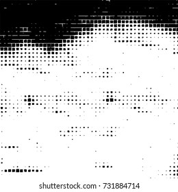 Grunge background vector black and white. Abstract monochrome pattern. Texture stains, ink, cracks, scratches, damage to print on texture for posters, labels, business cards, cover 