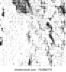 Grunge background vector black and white. Abstract monochrome pattern. Texture stains, ink, cracks, scratches, damage to print on texture for posters, labels, business cards, cover 