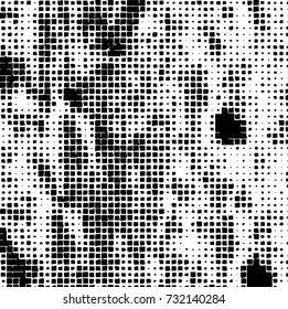 Grunge background vector black and white. Abstract monochrome pattern. Texture stains, ink, cracks, scratches, damage to print on texture for posters, labels, business cards, cover 