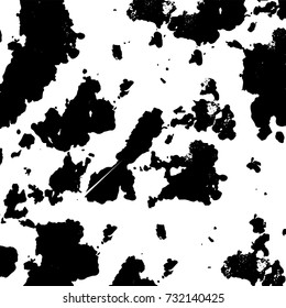 Grunge background vector black and white. Abstract monochrome pattern. Texture stains, ink, cracks, scratches, damage to print on texture for posters, labels, business cards, cover 