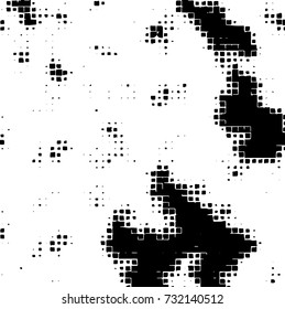 Grunge background vector black and white. Abstract monochrome pattern. Texture stains, ink, cracks, scratches, damage to print on texture for posters, labels, business cards, cover 