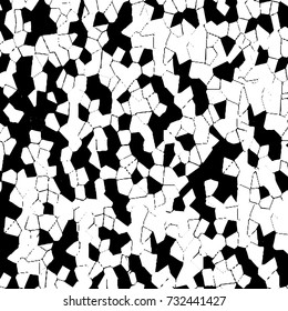 Grunge background vector black and white. Abstract monochrome pattern. Texture stains, ink, cracks, scratches, damage to print on texture for posters, labels, business cards, cover 