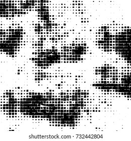 Grunge background vector black and white. Abstract monochrome pattern. Texture stains, ink, cracks, scratches, damage to print on texture for posters, labels, business cards, cover 