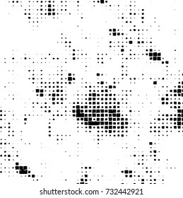 Grunge background vector black and white. Abstract monochrome pattern. Texture stains, ink, cracks, scratches, damage to print on texture for posters, labels, business cards, cover 