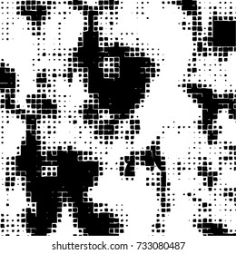 Grunge background vector black and white. Abstract monochrome pattern. Texture stains, ink, cracks, scratches, damage to print on texture for posters, labels, business cards, cover 