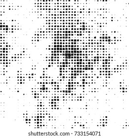 Grunge background vector black and white. Abstract monochrome pattern. Texture stains, ink, cracks, scratches, damage to print on texture for posters, labels, business cards, cover 