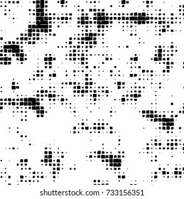 Grunge background vector black and white. Abstract monochrome pattern. Texture stains, ink, cracks, scratches, damage to print on texture for posters, labels, business cards, cover 
