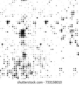 Grunge background vector black and white. Abstract monochrome pattern. Texture stains, ink, cracks, scratches, damage to print on texture for posters, labels, business cards, cover 