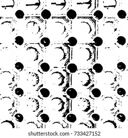 Grunge background vector black and white. Abstract monochrome pattern. Texture stains, ink, cracks, scratches, damage to print on texture for posters, labels, business cards, cover 
