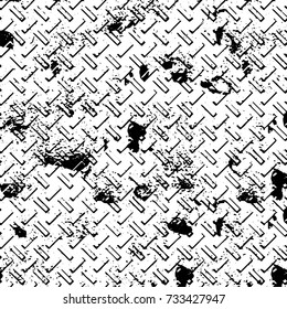 Grunge background vector black and white. Abstract monochrome pattern. Texture stains, ink, cracks, scratches, damage to print on texture for posters, labels, business cards, cover 
