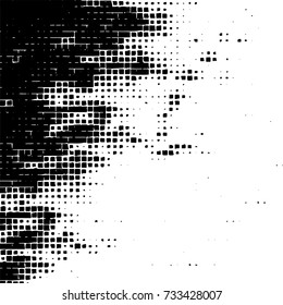 Grunge background vector black and white. Abstract monochrome pattern. Texture stains, ink, cracks, scratches, damage to print on texture for posters, labels, business cards, cover 