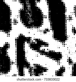Grunge background vector black and white. Abstract monochrome pattern. Texture stains, ink, cracks, scratches, damage to print on texture for posters, labels, business cards, cover 