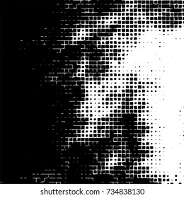 Grunge background vector black and white. Abstract monochrome pattern. Texture stains, ink, cracks, scratches, damage to print on texture for posters, labels, business cards, cover 