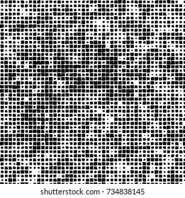 Grunge background vector black and white. Abstract monochrome pattern. Texture stains, ink, cracks, scratches, damage to print on texture for posters, labels, business cards, cover 