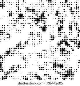 Grunge background vector black and white. Abstract monochrome pattern. Texture stains, ink, cracks, scratches, damage to print on texture for posters, labels, business cards, cover 