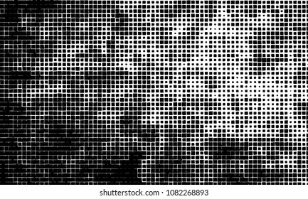 Grunge background vector modern design. Abstract surreal pattern of curved squares. Chaotic monochrome texture with the print and design business cards, labels, posters