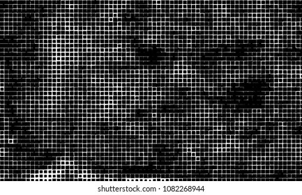Grunge background vector modern design. Abstract surreal pattern of curved squares. Chaotic monochrome texture with the print and design business cards, labels, posters