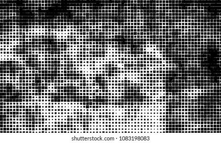 Grunge background vector modern design. Abstract surreal pattern of curved squares. Chaotic monochrome texture with the print and design business cards, labels, posters