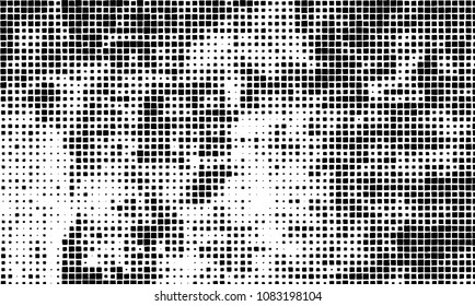 Grunge background vector modern design. Abstract surreal pattern of curved squares. Chaotic monochrome texture with the print and design business cards, labels, posters