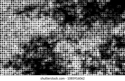 Grunge background vector modern design. Abstract surreal pattern of curved squares. Chaotic monochrome texture with the print and design business cards, labels, posters