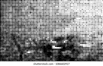 Grunge background vector modern design. Abstract surreal pattern of curved squares. Chaotic monochrome texture with the print and design business cards, labels, posters
