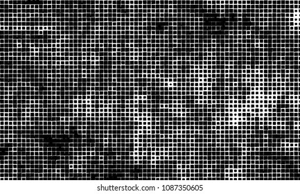 Grunge background vector modern design. Abstract surreal pattern of curved squares. Chaotic monochrome texture with the print and design business cards, labels, posters