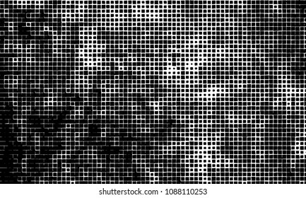 Grunge background vector modern design. Abstract surreal pattern of curved squares. Chaotic monochrome texture with the print and design business cards, labels, posters