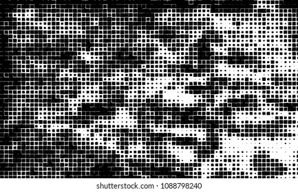 Grunge background vector modern design. Abstract surreal pattern of curved squares. Chaotic monochrome texture with the print and design business cards, labels, posters