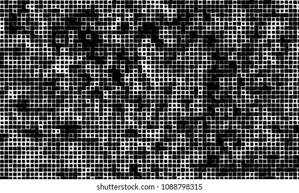 Grunge background vector modern design. Abstract surreal pattern of curved squares. Chaotic monochrome texture with the print and design business cards, labels, posters