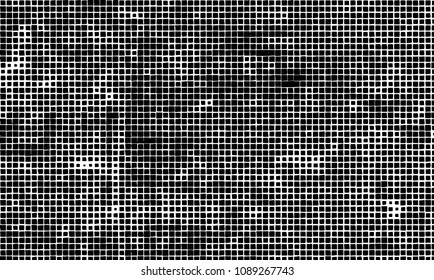 Grunge background vector modern design. Abstract surreal pattern of curved squares. Chaotic monochrome texture with the print and design business cards, labels, posters