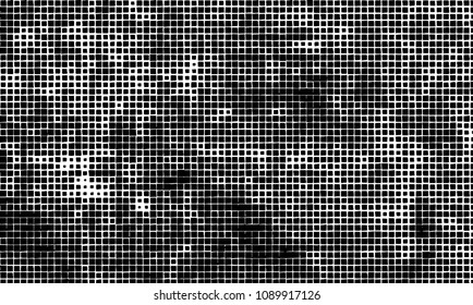 Grunge background vector modern design. Abstract surreal pattern of curved squares. Chaotic monochrome texture with the print and design business cards, labels, posters