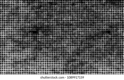 Grunge background vector modern design. Abstract surreal pattern of curved squares. Chaotic monochrome texture with the print and design business cards, labels, posters