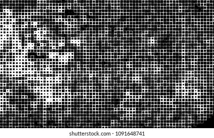 Grunge background vector modern design. Abstract surreal pattern of curved squares. Chaotic monochrome texture with the print and design business cards, labels, posters