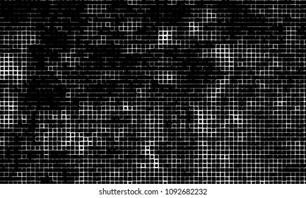 Grunge background vector modern design. Abstract surreal pattern of curved squares. Chaotic monochrome texture with the print and design business cards, labels, posters