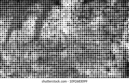 Grunge background vector modern design. Abstract surreal pattern of curved squares. Chaotic monochrome texture with the print and design business cards, labels, posters