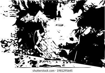  Grunge Hintergrund, Vektordesign modern. Abstraktes surreales Muster von Flecken, Staub, Linien. Chaotische Monochrome-Struktur mit Visitenkarten für Druck und Design, Etiketten, Plakate